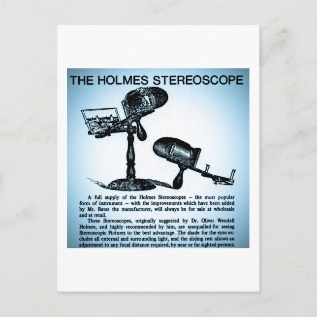 Holmes-Stereoskopwerbung (Cyanotype) Postkarte (Vorderseite)