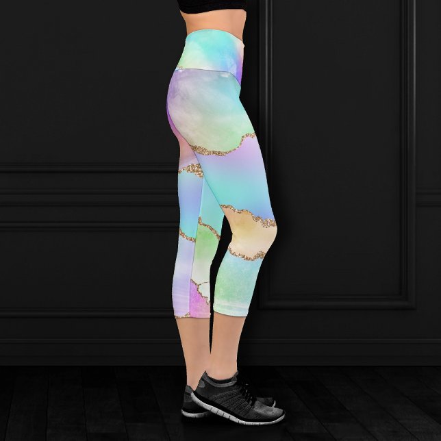 Holo Agate | Imitate Iridescent Pastel Ombre Marmo Capri Leggings (Von Creator hochgeladen)