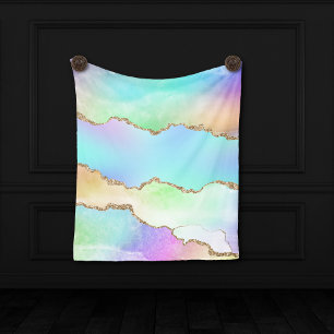 Holo Agate Imitate Iridescent Pastel Ombre Marmo Fleecedecke