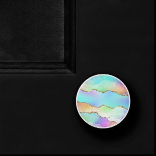Holo Agate Imitate Iridescent Pastel Ombre Marmo Keramikknauf
