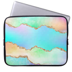 Holo Agate   Imitate Iridescent Pastel Ombre Marmo Laptopschutzhülle