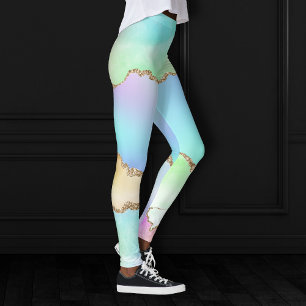 Holo Agate Imitate Iridescent Pastel Ombre Marmo Leggings