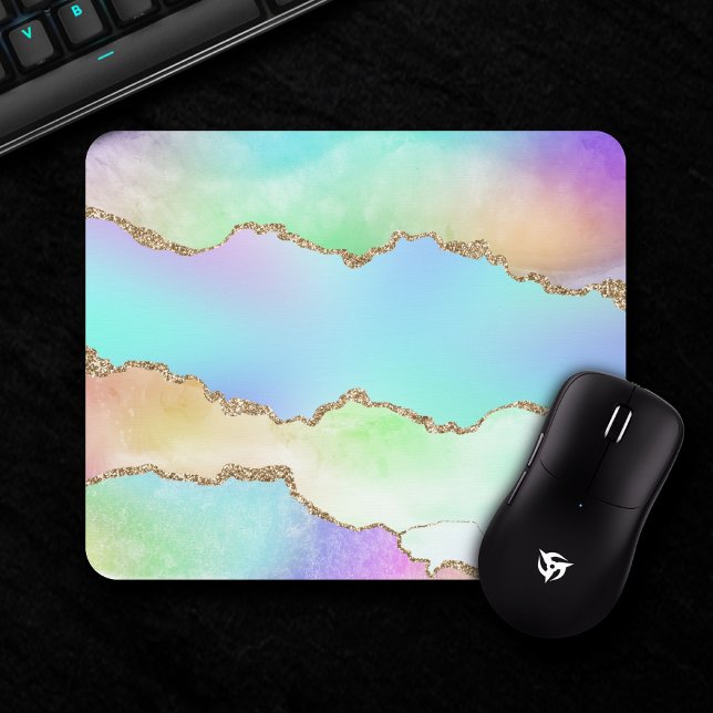Holo Agate | Imitate Iridescent Pastel Ombre Marmo Mousepad (Von Creator hochgeladen)