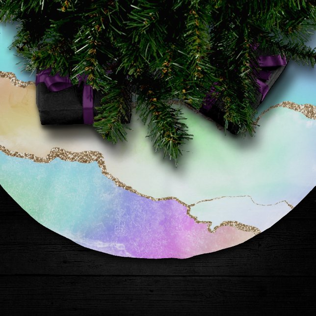Holo Agate | Imitate Iridescent Pastel Ombre Marmo Polyester Weihnachtsbaumdecke (Von Creator hochgeladen)