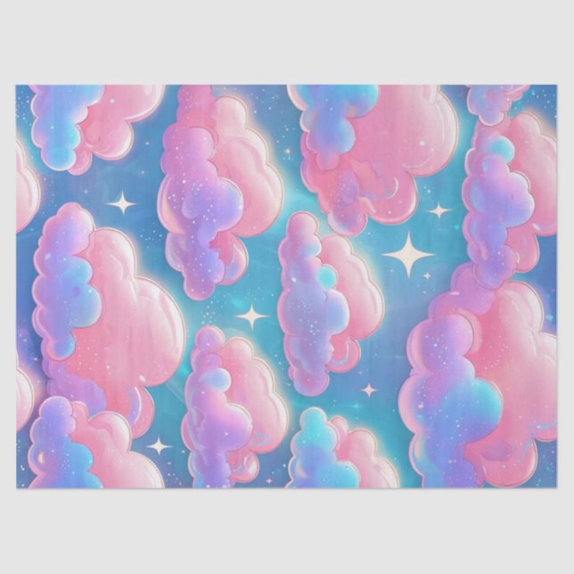 Holo Fluffy Pastel Clouds Seidenpapier (Vorderseite)