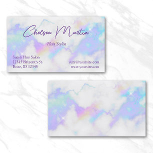 Holo Marble Glam Handgeschriebenes Signaturskript Visitenkarte