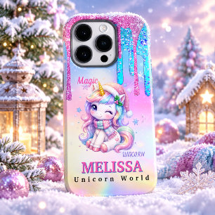 Hologisches süßes Kawaii-Feiertags-Einhorn Case-Mate iPhone 14 Pro Hülle