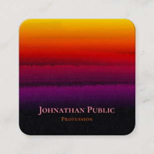 Holografie Pink Golden Brushstroke Abstrakt Quadratische Visitenkarte