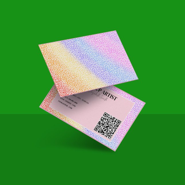 holografisch farbenfroher Neon QR Code Makeup Arti Visitenkarte (Von Creator hochgeladen)