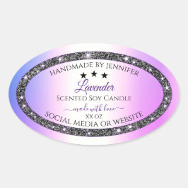 Holografisch farbige Silber-Glitzer-Produktetikett Ovaler Aufkleber