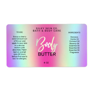Holografisch geprägte neonfarbene Body Butter Labe