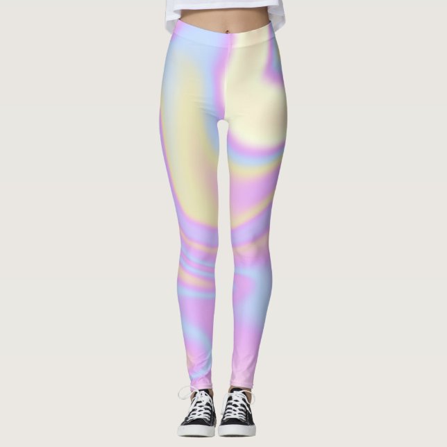 Holografisch irrisierend lebendig farbig leggings (Vorderseite)