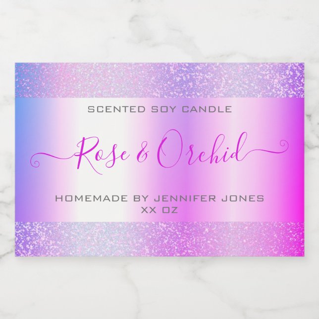 Holografisch rosa Lila Ombre Glitzer Packaging Lebensmitteletikett (Einzelnes Label)