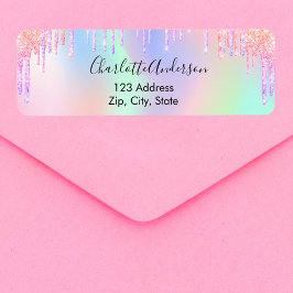 Holografisch rosa lila Tropfen Rücksendeadresse