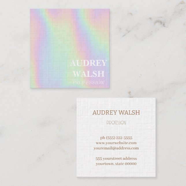 Holografisch schlicht moderne Quadratkarte Quadratische Visitenkarte (Vorne/Hinten)