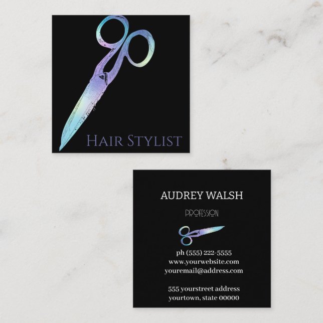 Holografisch schlicht moderne Quadratkarte Quadratische Visitenkarte (Vorne/Hinten)