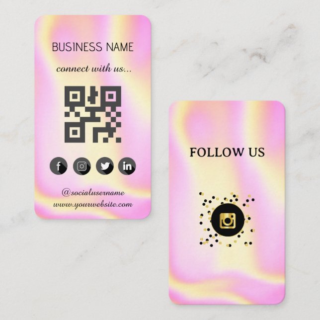 Holografisch - Social Media QR Code Business Card Visitenkarte (Vorne/Hinten)