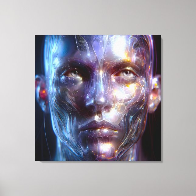 Holografisch Transparenter Menschlicher Kopf Leinwanddruck (Vorderseite)