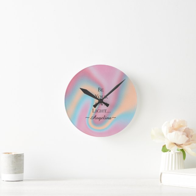 Holografische Ästhetik Runde Wanduhr (Zuhause)