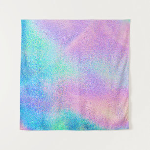 Holografische echte Textur in blauen rosa grünen F Wandteppich