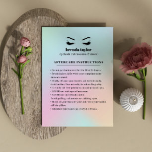 Holografische Eyelash Browbar Aftercare Instructio Visitenkarte