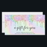 Holografische Geschenkkarte Einhorn Glitzer Tropfe<br><div class="desc">Holografische Geschenkkarte Einhorn Glitzer Tropfen Glam</div>