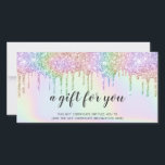 Holografische Geschenkkarte Einhorn Glitzer Tropfe<br><div class="desc">Holografische Geschenkkarte Einhorn Glitzer Tropfen Glam</div>