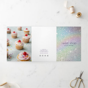 Holografische Glitter-Bäckerei, Catering-Speisekar Dreifach Gefaltete Karte