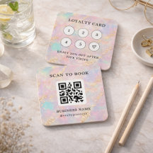 Holografische Glitter-Treuekarte Stempelkarte QR-C