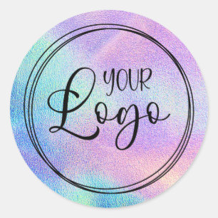 Holografische Imitate Aqua Rainbow Foil Logo Runder Aufkleber