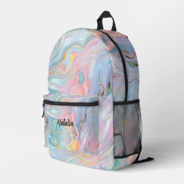 Holografische Iridescent Opal-Marmormädchen Bedruckter Rucksack