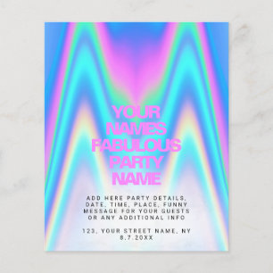 Holografische Irisierende Y2K-Party Einladung