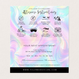 Holografische Lash Aftercare & Appointment-Erinner Visitenkarten