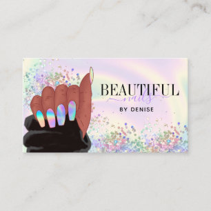 holografische Nägel Salon afroamerikanische Handge Visitenkarte