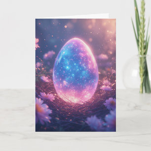 Holografische Neon-Osterkarte Feiertagskarte