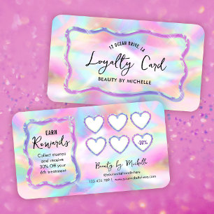 Holografische Neonfarben Mädchen-Make-up-Nagelsalo Treuekarte