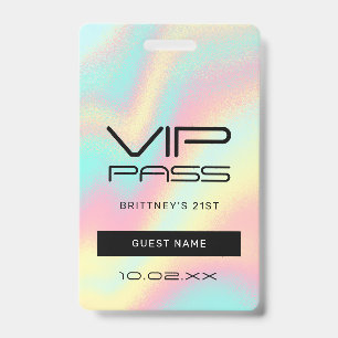 Holografische Pastell-Glamour-21. Einladung VIP Ausweis