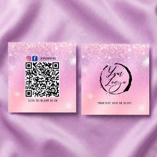Holografische Pastell-Markenkarte mit QR-Code Quadratische Visitenkarte