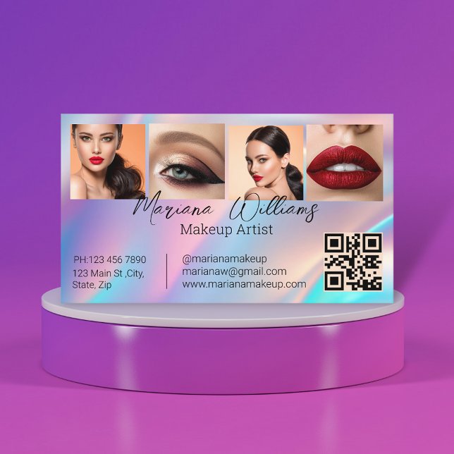 holografische qr Code Makeup Künstler 4 Fotos Schö Visitenkarte (Von Creator hochgeladen)