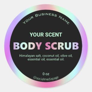 Holografische Rainbow-farbene Body-Scrub-Labels Runder Aufkleber