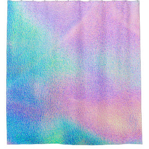 Holografische reale Textur in blau rosa grünen Far Duschvorhang