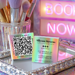 Holografische Regenbogen-Fett-QR-Code-Frisur- und Quadratische Visitenkarte