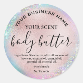 Holografische Rose Gold Body Butter Label Runder Aufkleber