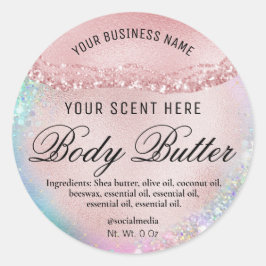 Holografische Rose Gold Pastellfarben Pink Body Bu Runder Aufkleber