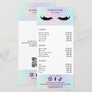 Holografische Salon-Preisliste Menükarte