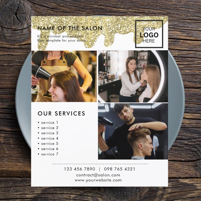 Holografische Signatur Moderner Glam Gold Glitzer Flyer (Holographic Signature Modern Glam Gold Glitter Flyer
)