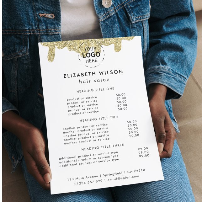 Holografische Signatur Moderner Glam Gold Glitzer Flyer (Holographic Signature Modern Glam Gold Glitter Flyer
)