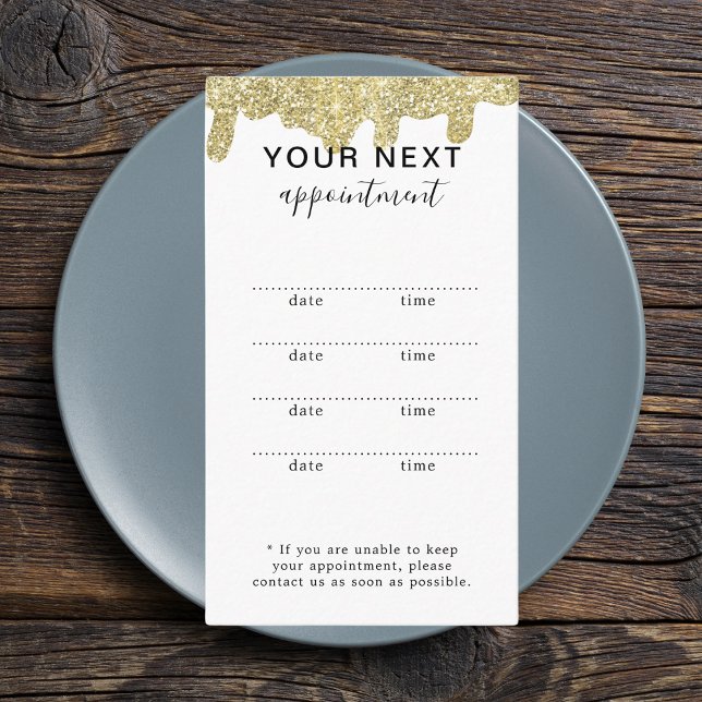 Holografische Signatur Moderner Glam Gold Glitzer Terminkarte (Holographic Signature Modern Glam Gold Glitter Appointment Card
)