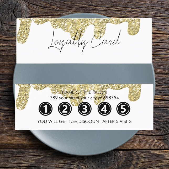 Holografische Signatur Moderner Glam Gold Glitzer Treuekarte (Holographic Signature Modern Glam Gold Glitter Loyalty Card
)