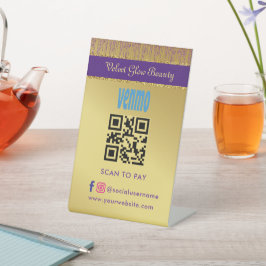 Holografische Signatur-Script Moderner Gold-Glitze Sockelschild